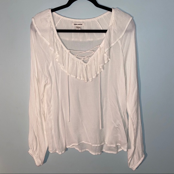 Billabong Tops - Billabong Sheer Cream Colored Boho Style size Lrg